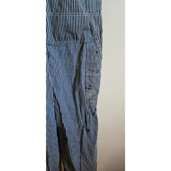 True Vtg 1950-1960's DeeCee Sanforized Orange Strap, Engineer Stripe Overalls - Picture 11 of 12